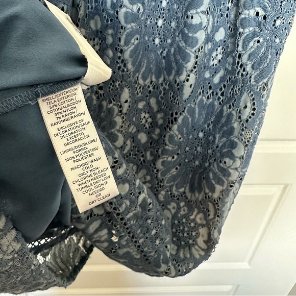 Ann Taylor LOFT Blue Floral Lace Spaghetti Strap Dress Women’s Size 2 - Picture 13 of 16